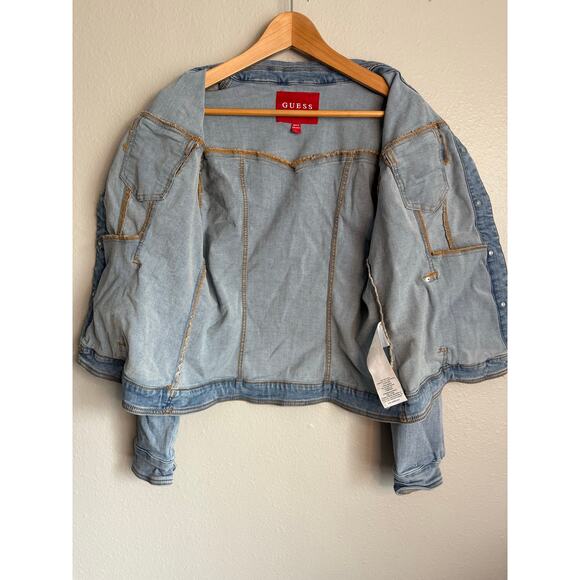 Guess Los Angeles Women’s Denim Jean Jacket Light Wash Size L 38” Chest - Picture 1 of 8